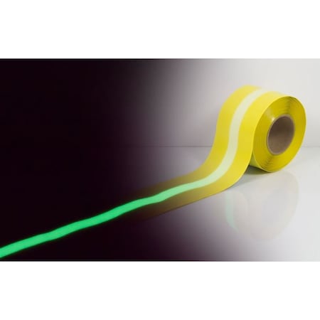 Ergomat Durastripe In-Line 4in x 50ft Glow Yellow with Glow Stripe DSIL450Y-G1